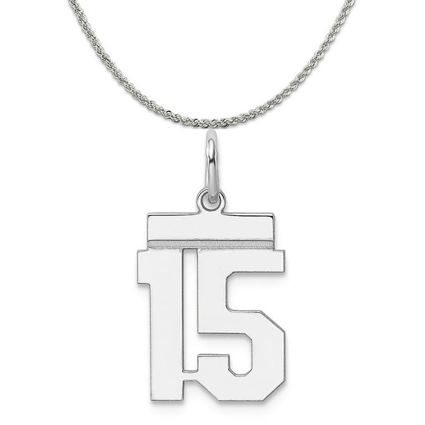 White Sterling Silver Charm Pendant 11 24 mm 20 Rhodium-Plated Large Polished Number 